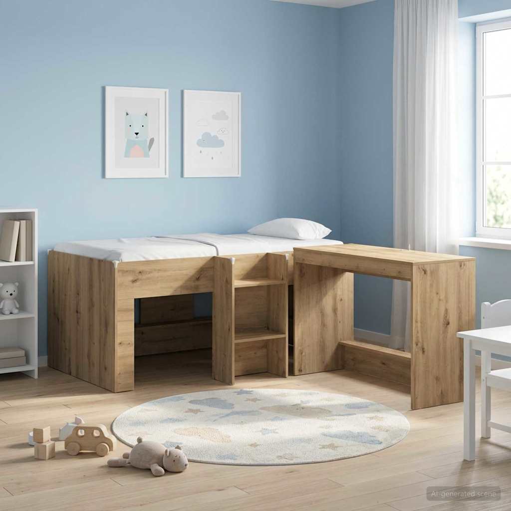 Hochbett für Kinder Artisan-Eiche 80 x 160 cm Holzwerkstoff