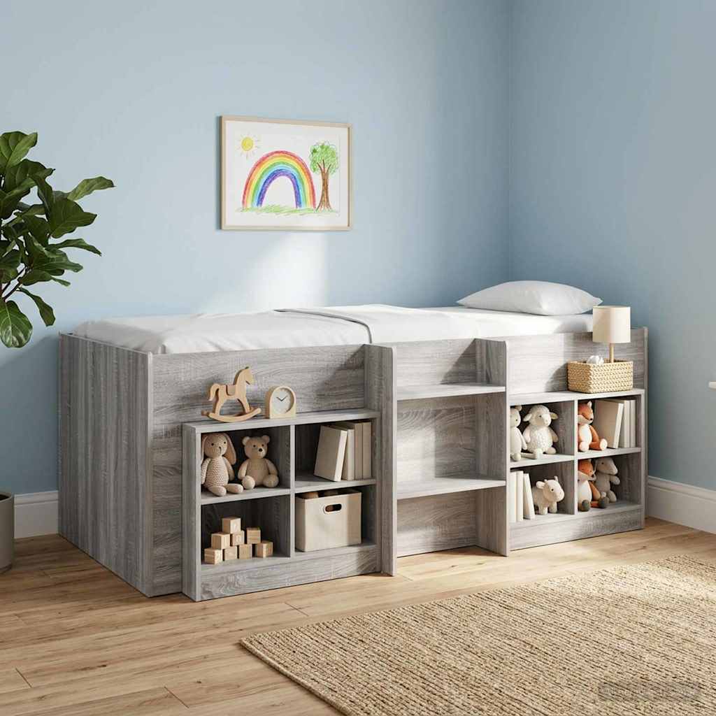 Hochbett für Kinder Sonoma-Grau 90 x 190 cm Holzwerkstoff