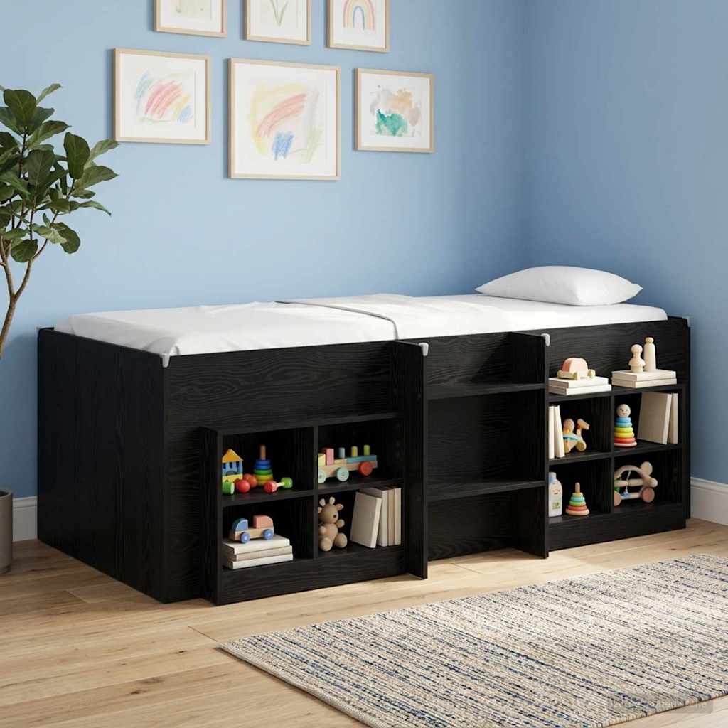Hochbett für Kinder Schwarze Eiche 75 x 190 cm Holzwerkstoff