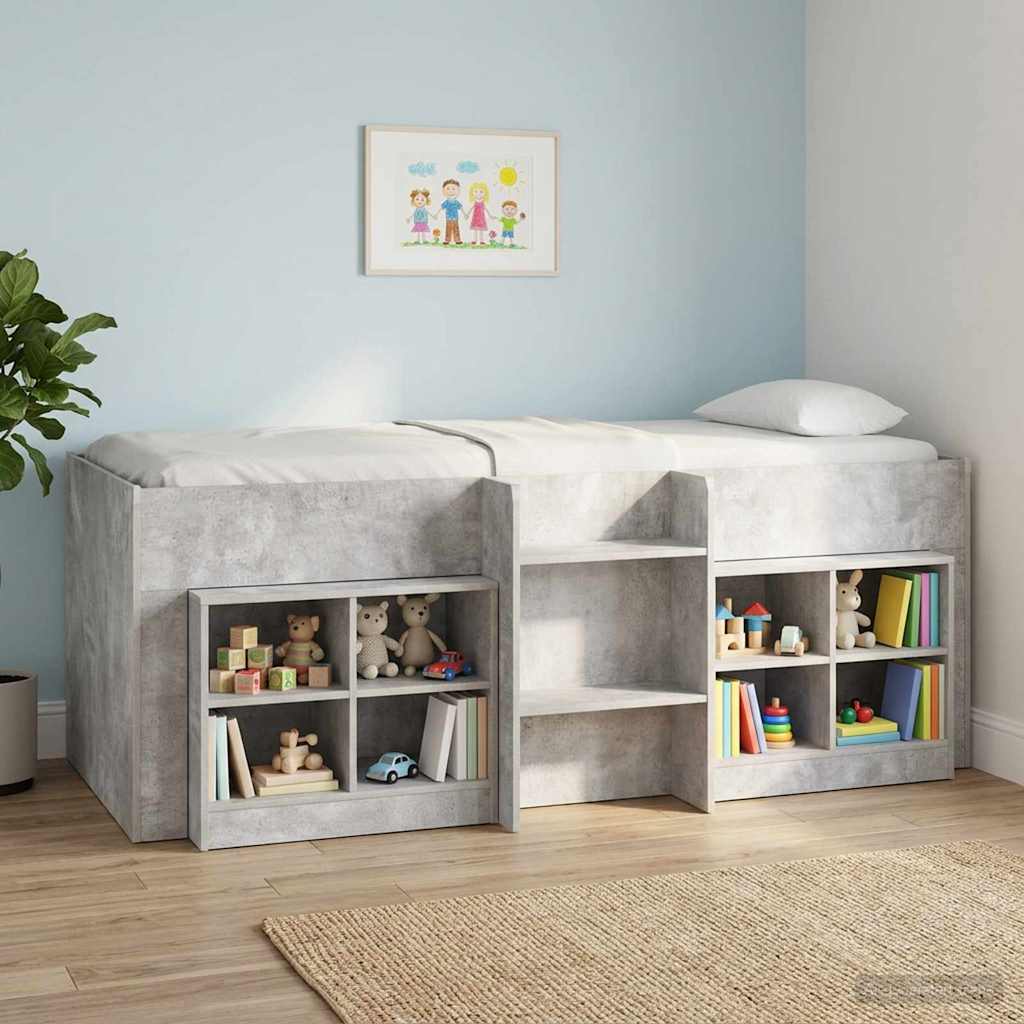 Hochbett für Kinder Betongrau 75 x 190 cm Holzwerkstoff