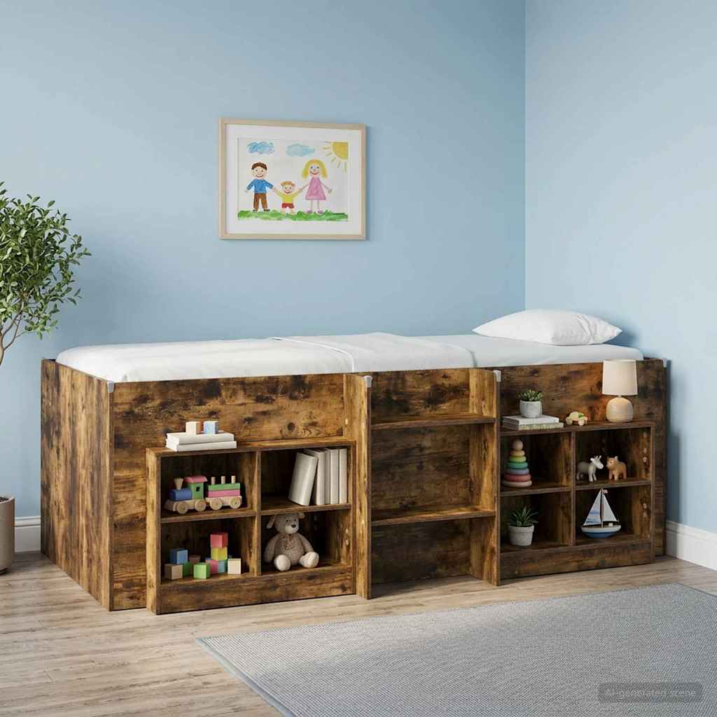 Hochbett für Kinder Raucheiche 75 x 190 cm Holzwerkstoff