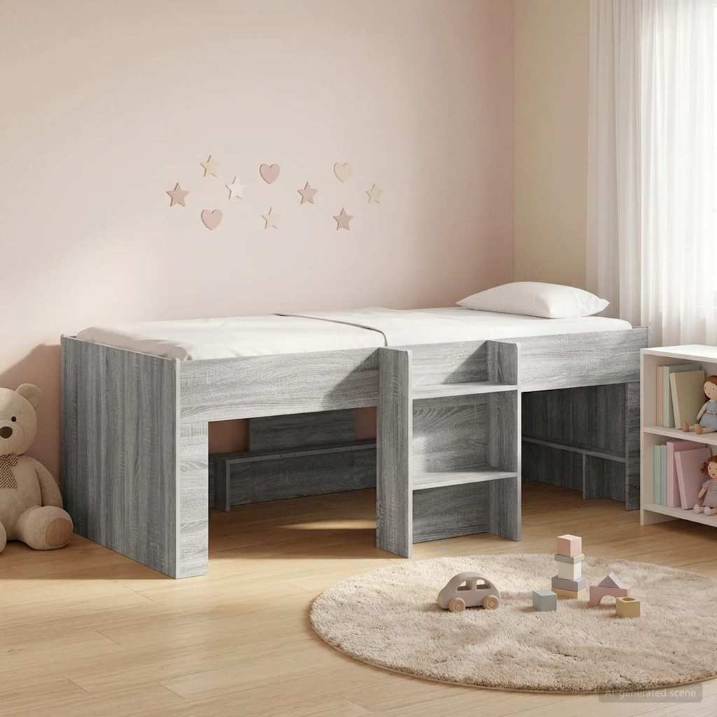 Hochbett für Kinder Sonoma-Grau 75 x 190 cm Holzwerkstoff