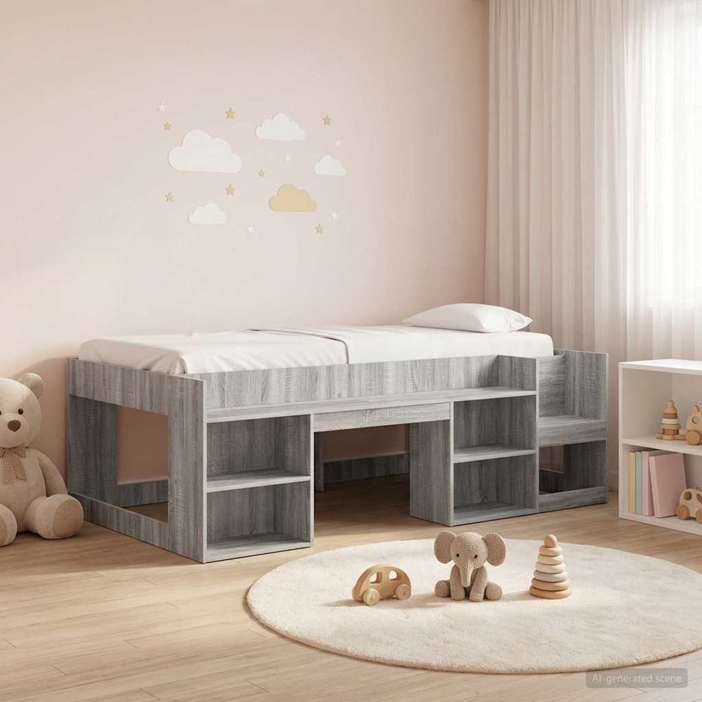 Kinderbettgestell mit Stauraum Sonoma-Grau 80 x 200 cm