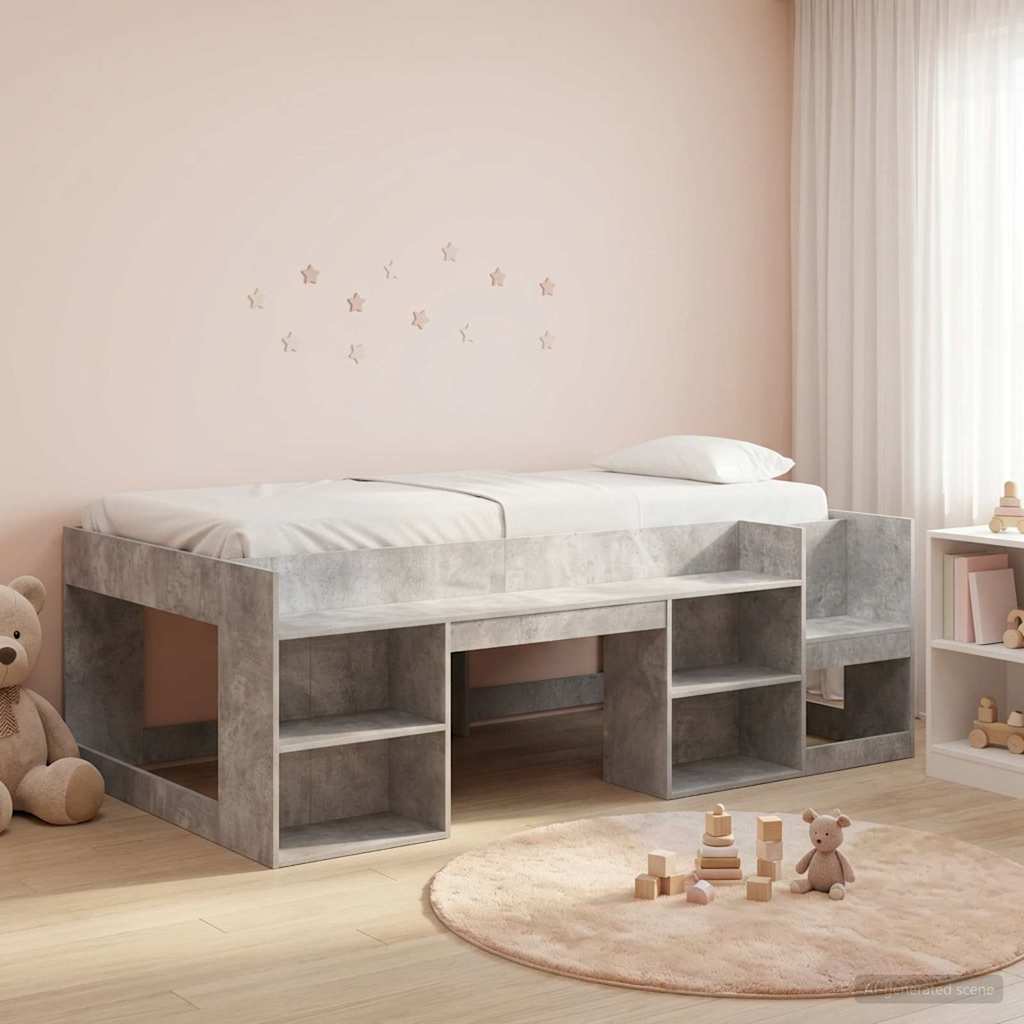 Kinderbettgestell mit Stauraum Betongrau 98,5 x 200 cm