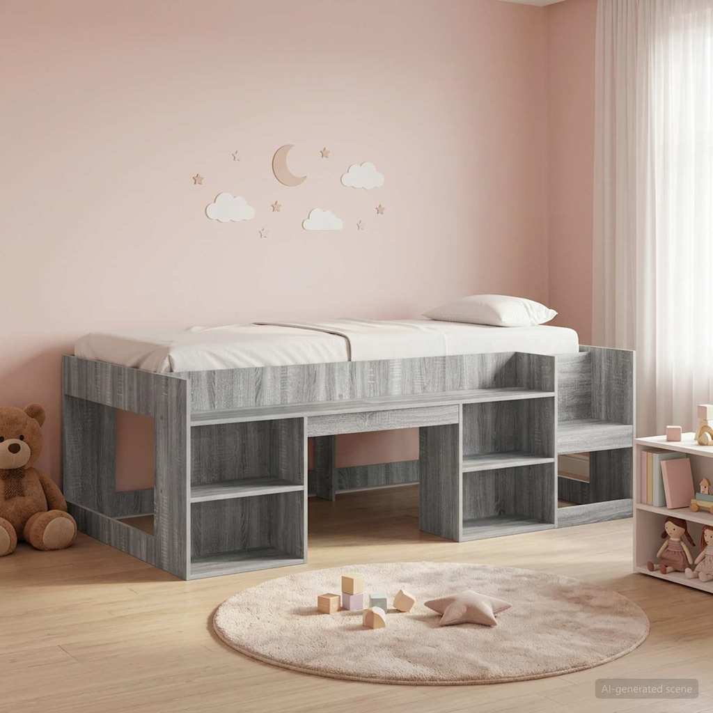 Kinderbettgestell mit Stauraum Sonoma-Grau 98,5 x 200 cm