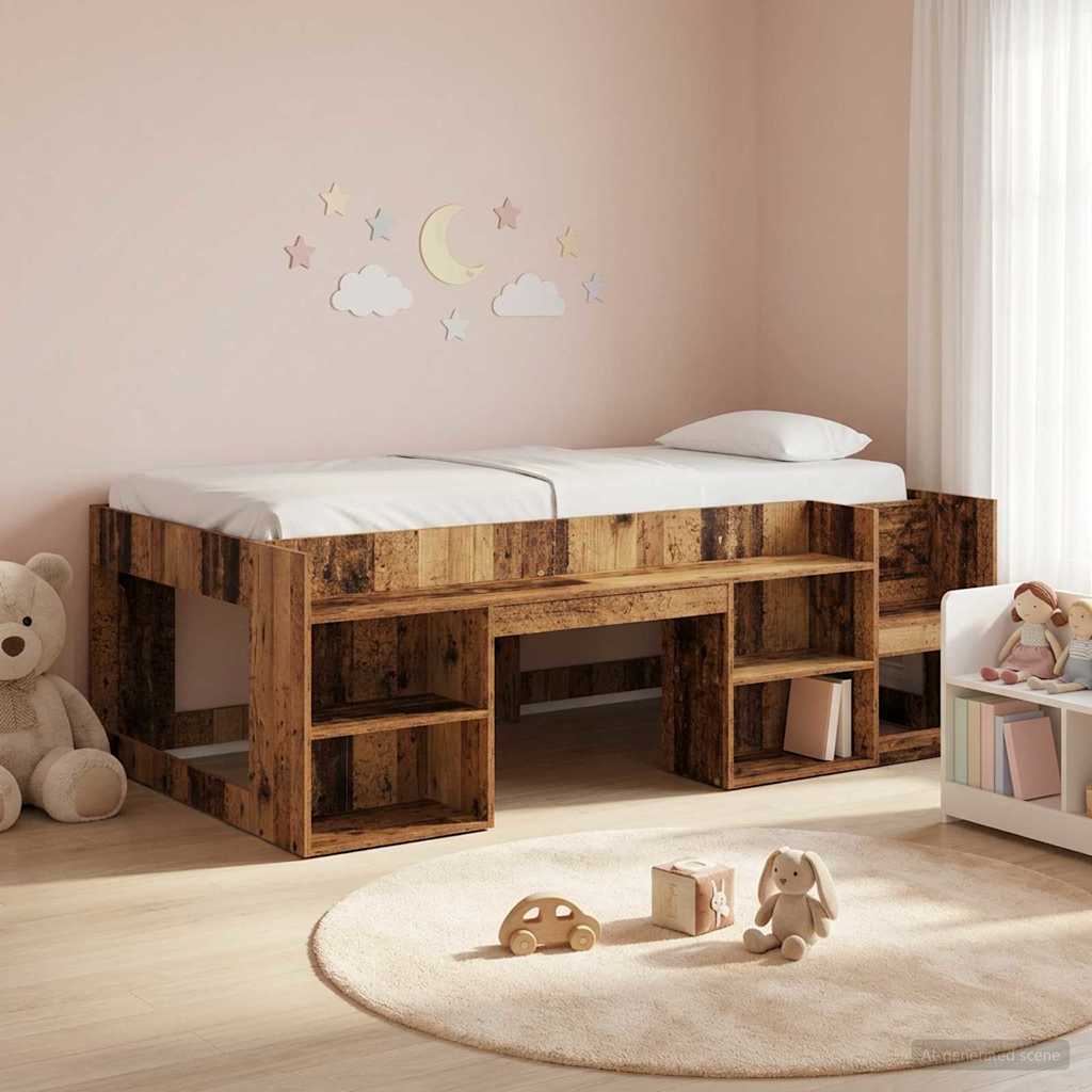 Kinderbettgestell mit Stauraum Altholz 98,5 x 200 cm