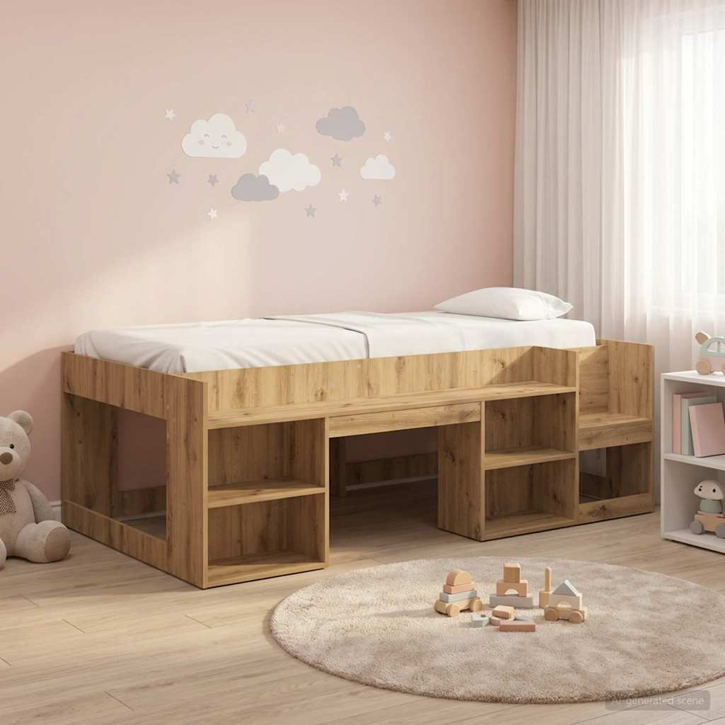 Kinderbettgestell mit Stauraum Artisan-Eiche 98,5 x 200 cm