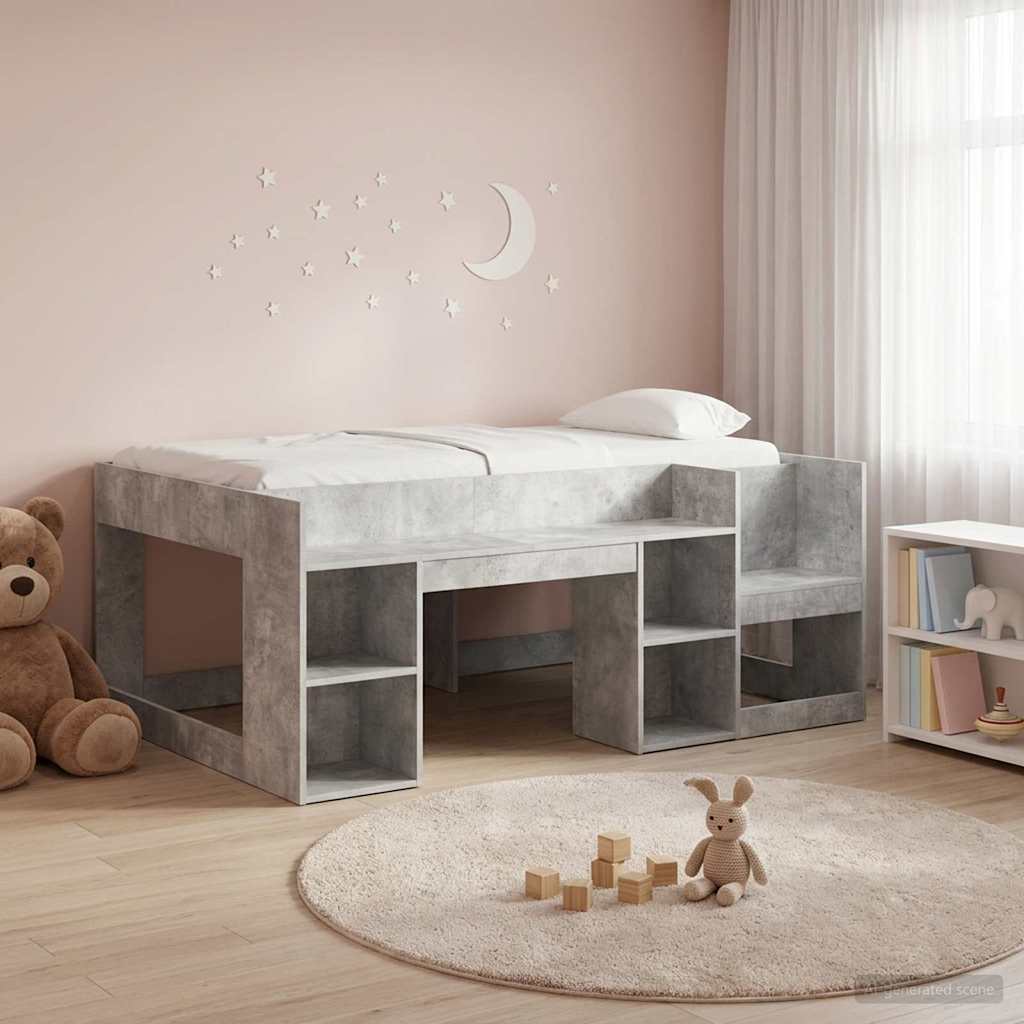 Kinderbettgestell mit Stauraum Betongrau 80 x 160 cm