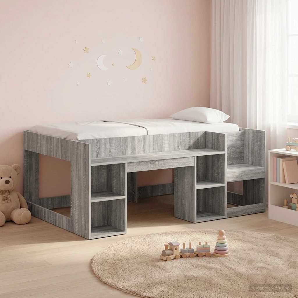 Kinderbettgestell mit Stauraum Sonoma-Grau 80 x 160 cm