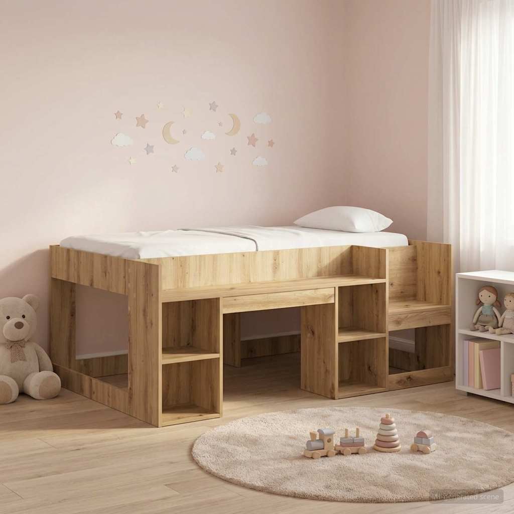 Kinderbettgestell mit Stauraum Artisan-Eiche 80 x 160 cm