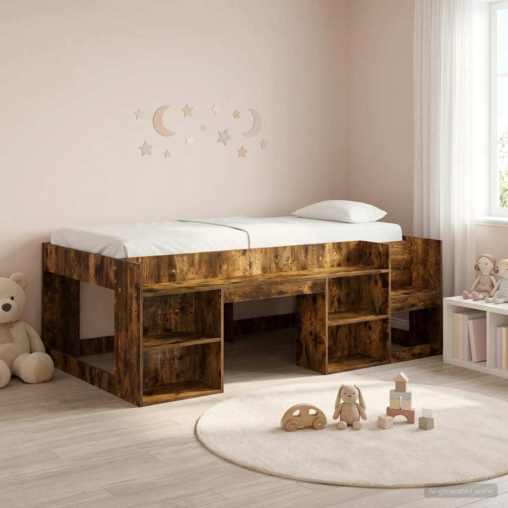Kinderbettgestell mit Stauraum Räuchereiche 90 x 190 cm