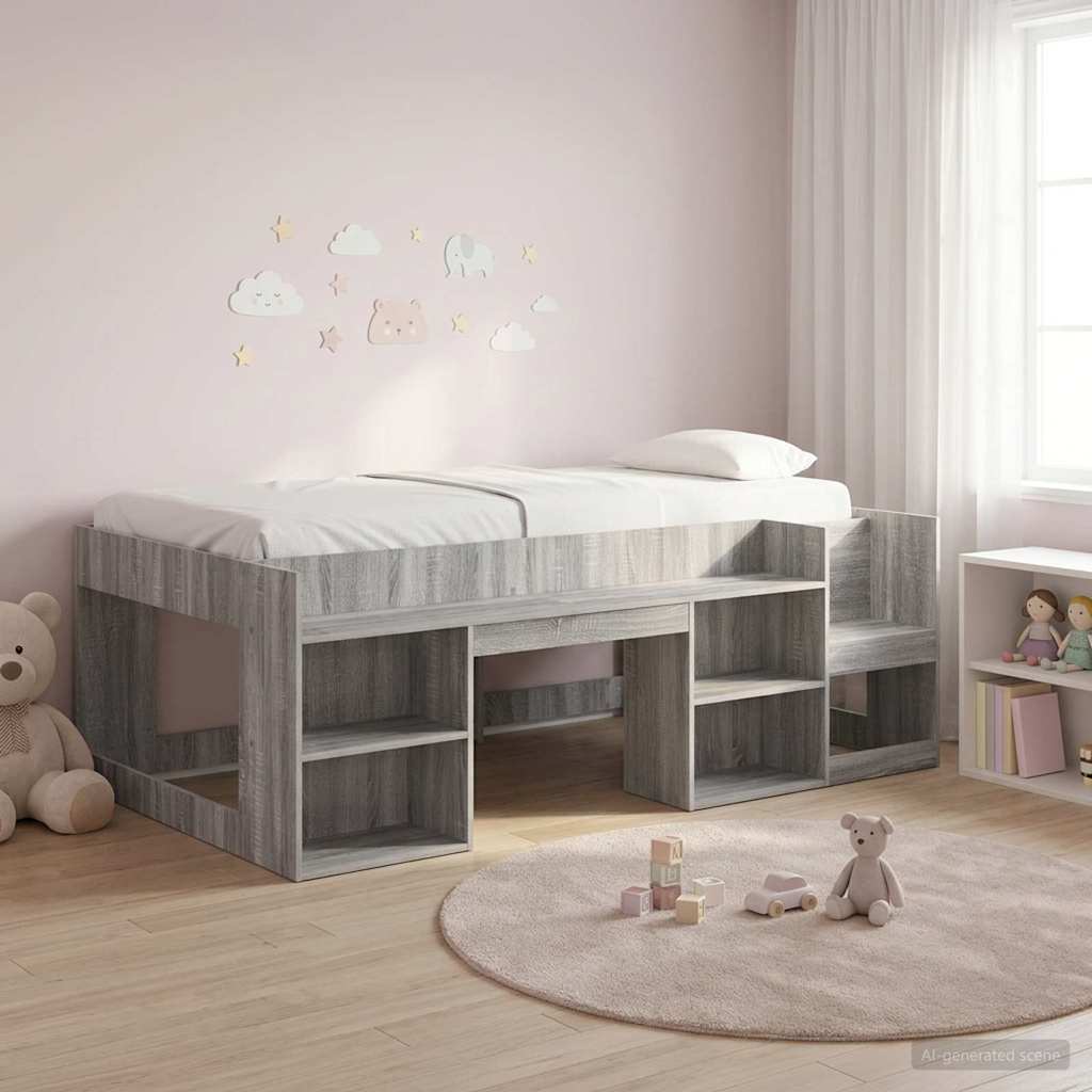 Kinderbettgestell mit Stauraum Sonoma-Grau 90 x 190 cm