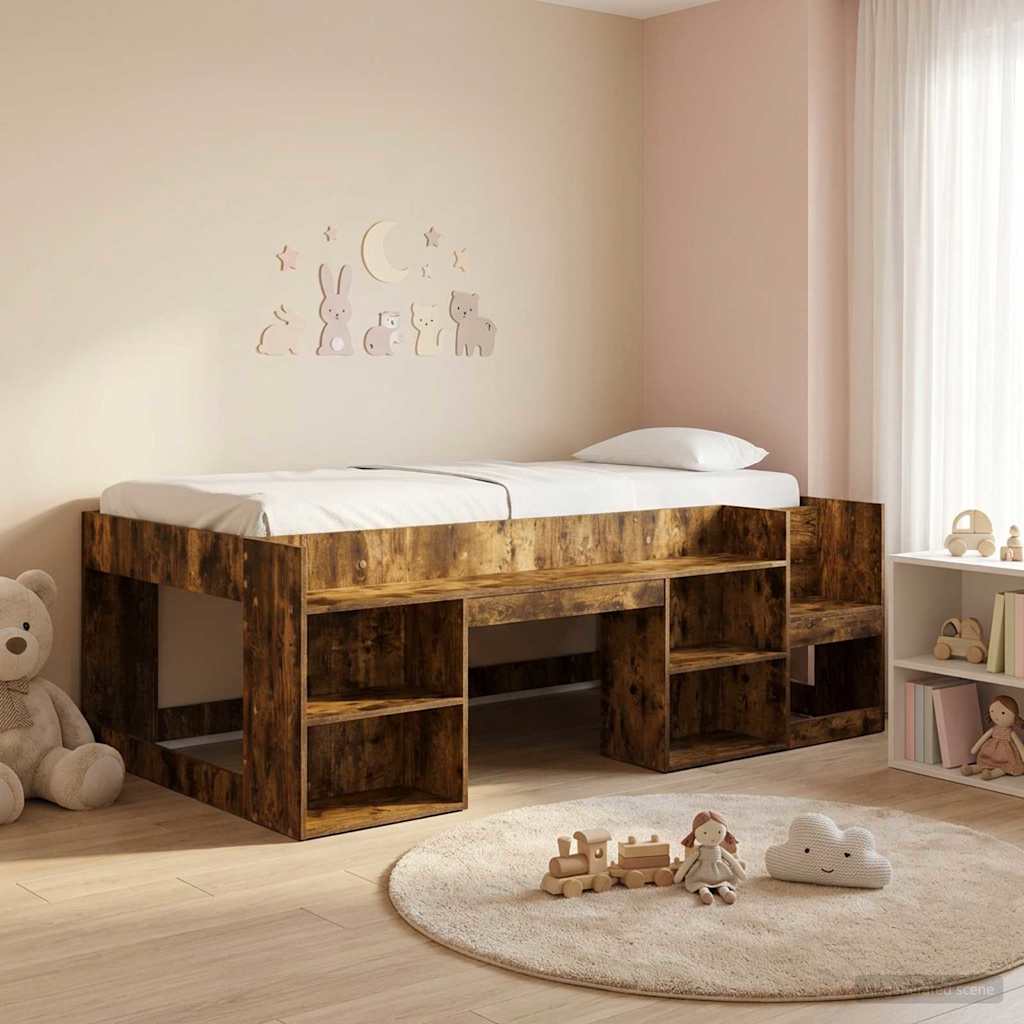 Kinderbettgestell mit Stauraum Räuchereiche 75 x 190 cm