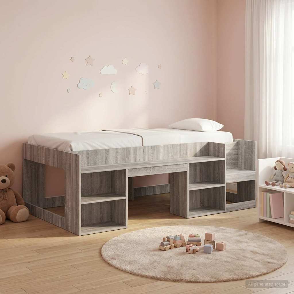 Kinderbettgestell mit Stauraum Sonoma-Grau 75 x 190 cm