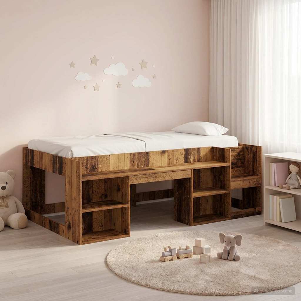 Kinderbettgestell mit Stauraum Altholz 75 x 190 cm