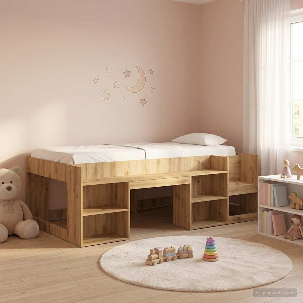 Kinderbettgestell mit Stauraum Artisan-Eiche 75 x 190 cm