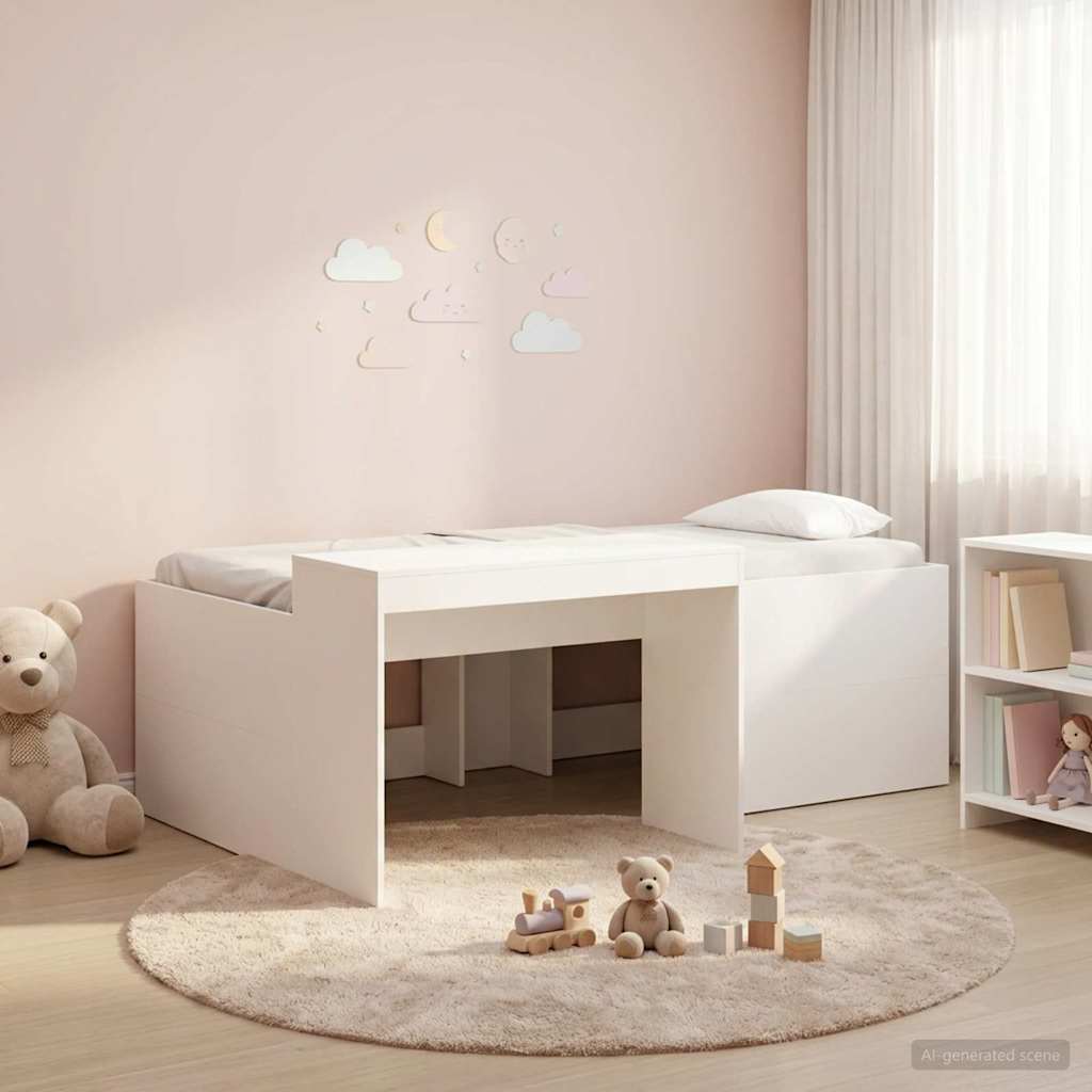 Hochbett mit Schreibtisch für Kinder Weiß 98,5 x 200 cm