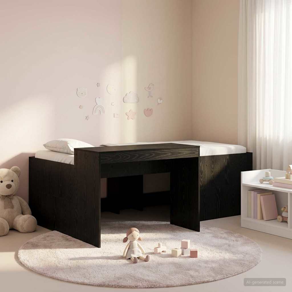 Hochbett mit Schreibtisch für Kinder Schwarz 98,5 x 200 cm