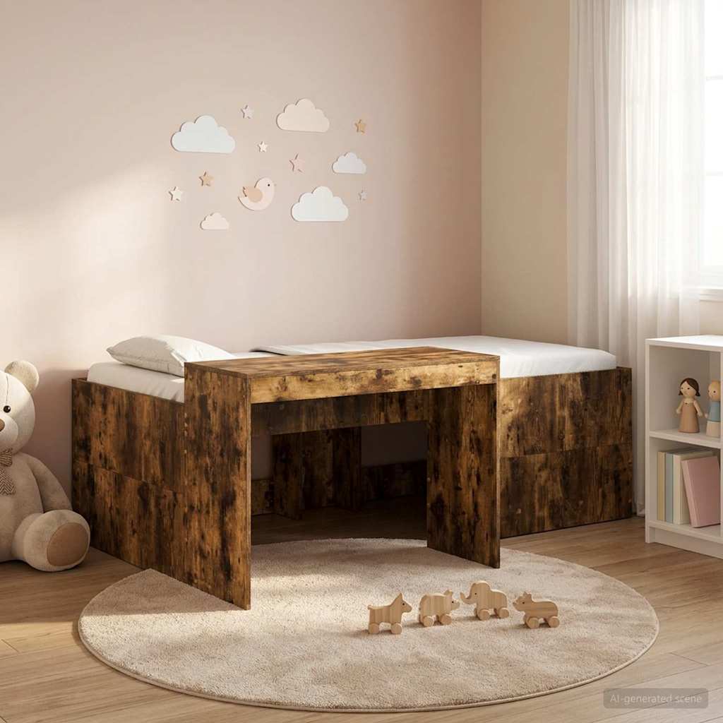 Hochbett mit Schreibtisch für Kinder Geräucherte Eiche