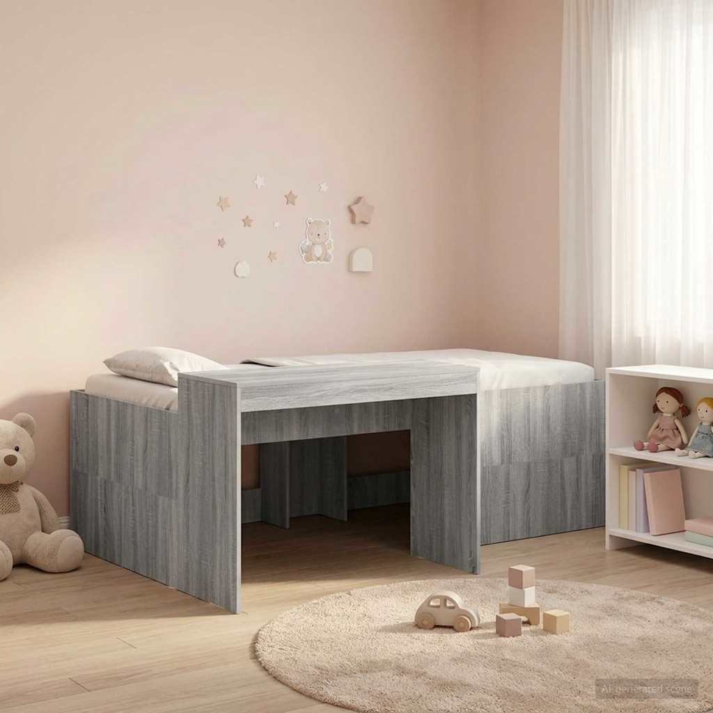 Hochbett mit Schreibtisch für Kinder Grau Sonoma 98,5 x 200 cm