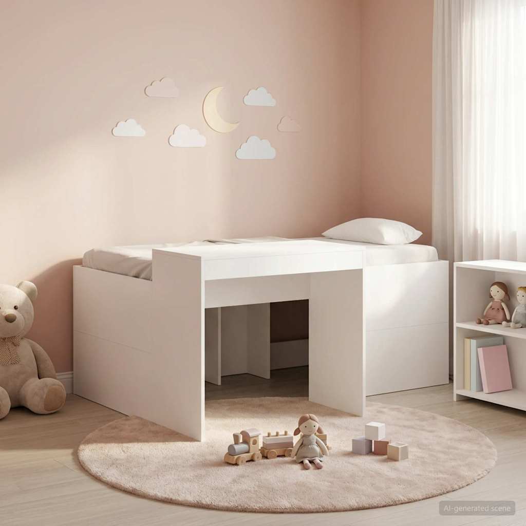 Hochbett mit Schreibtisch für Kinder Weiß 80 x 160 cm