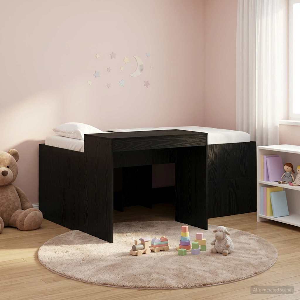 Hochbett mit Schreibtisch für Kinder Schwarz 80 x 160 cm