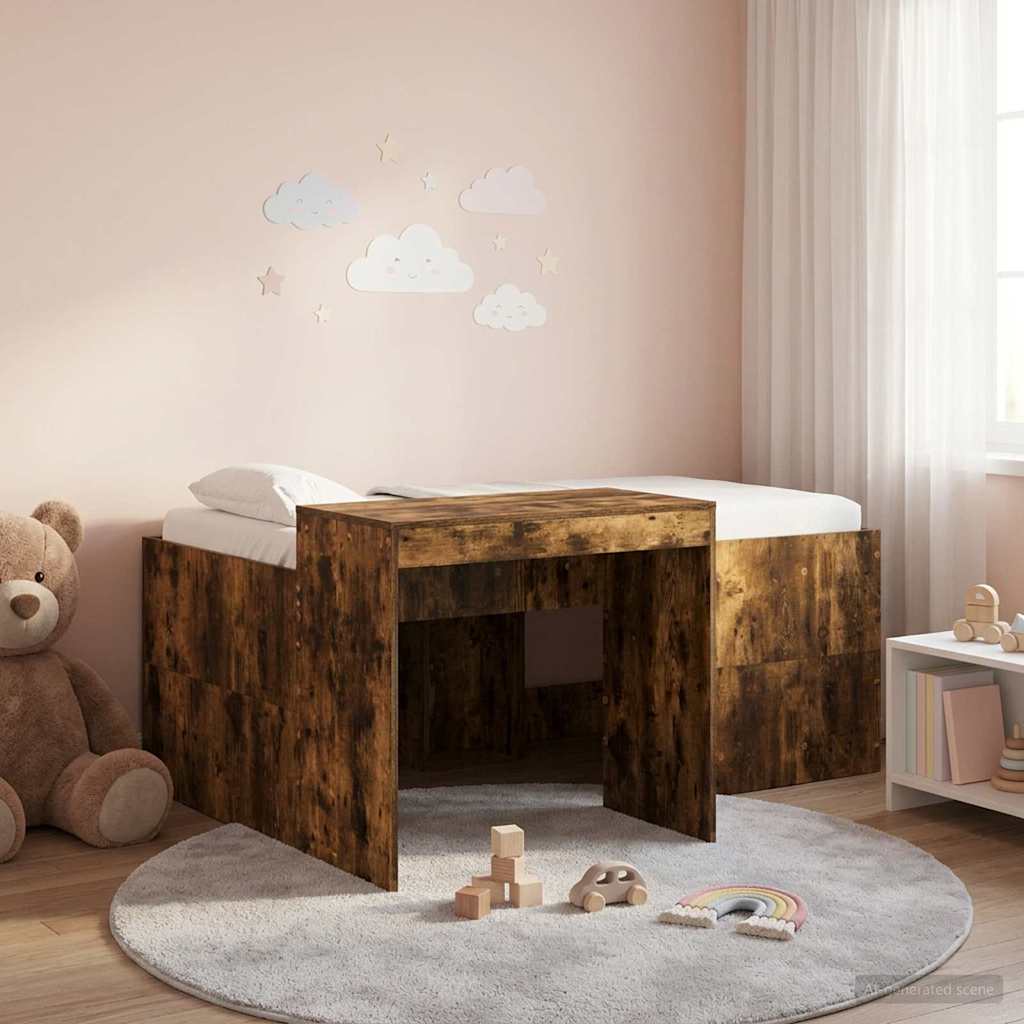 Hochbett mit Schreibtisch für Kinder Geräucherte Eiche