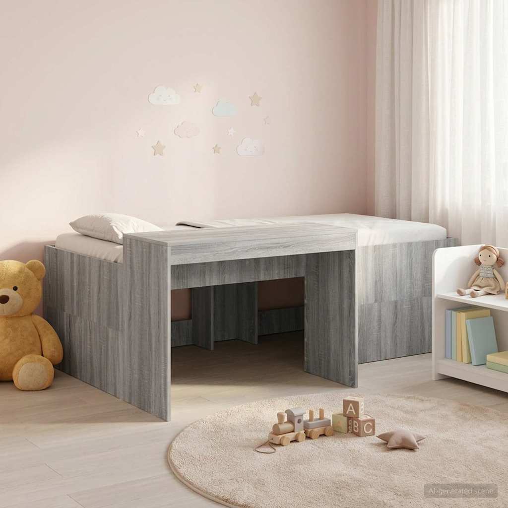 Hochbett mit Schreibtisch für Kinder Grau Sonoma Holzwerkstoff