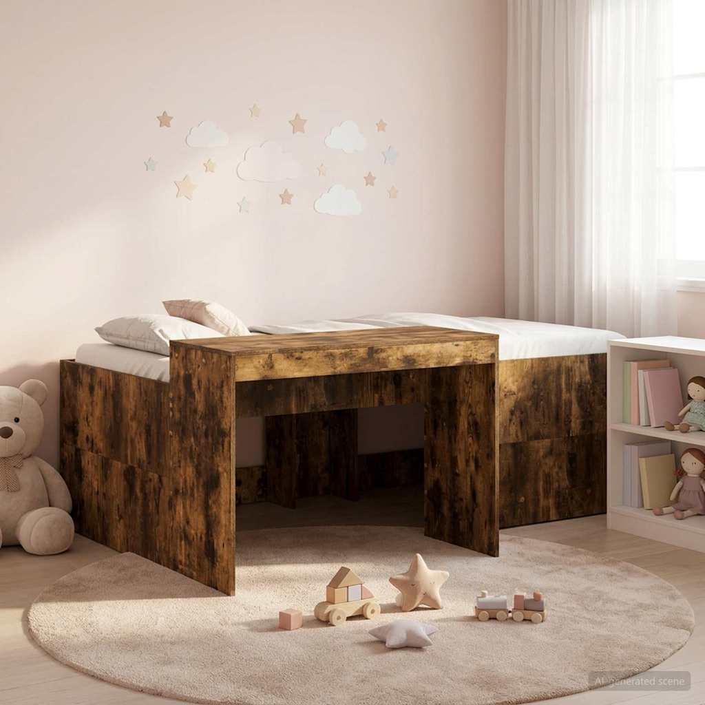 Hochbett mit Schreibtisch für Kinder Geräucherte Eiche