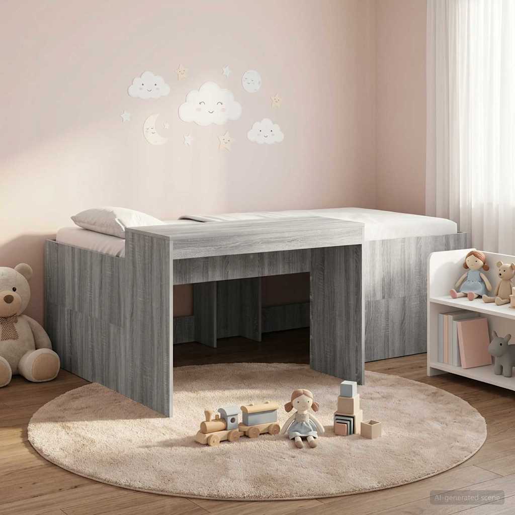 Hochbett mit Schreibtisch für Kinder Grau Sonoma 75 x 190 cm