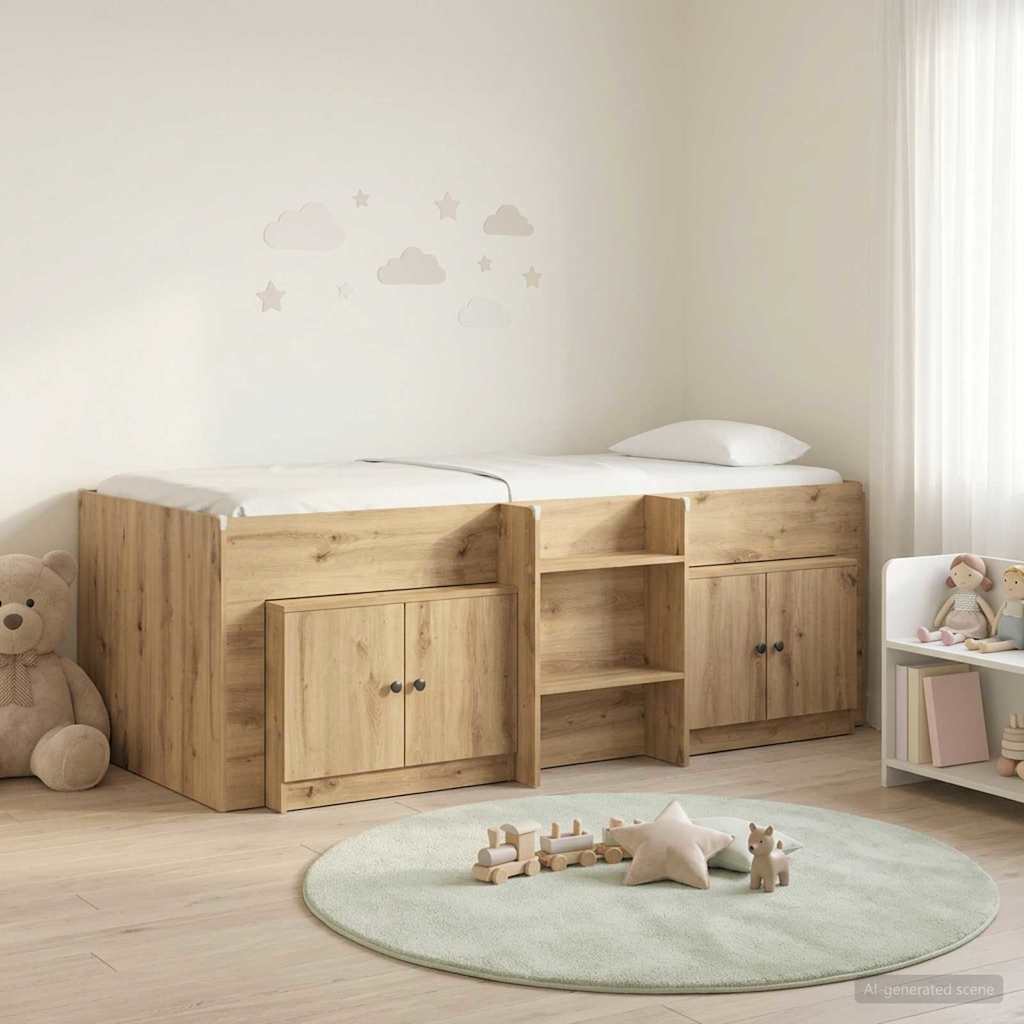 Loft Bettgestell mit Schrank 3 stk. Artisan-Eiche Holzwerkstoff