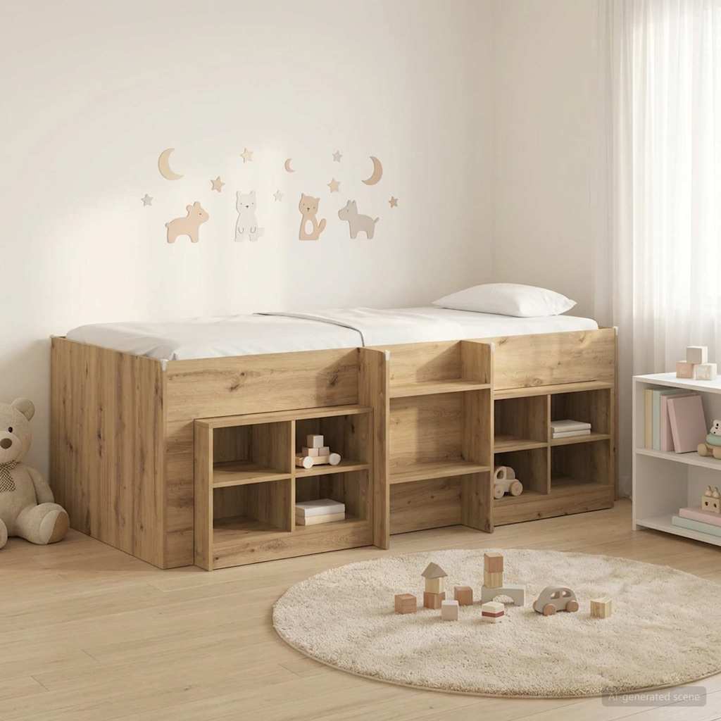 Loft Bettgestell mit Schrank 3 stk. Artisan-Eiche Holzwerkstoff