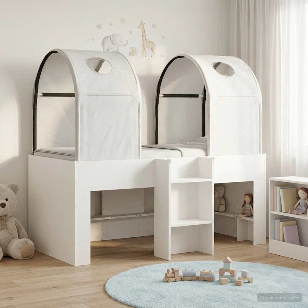 Bett mit Tunnel 3 stk. Weiß Holzwerkstoff