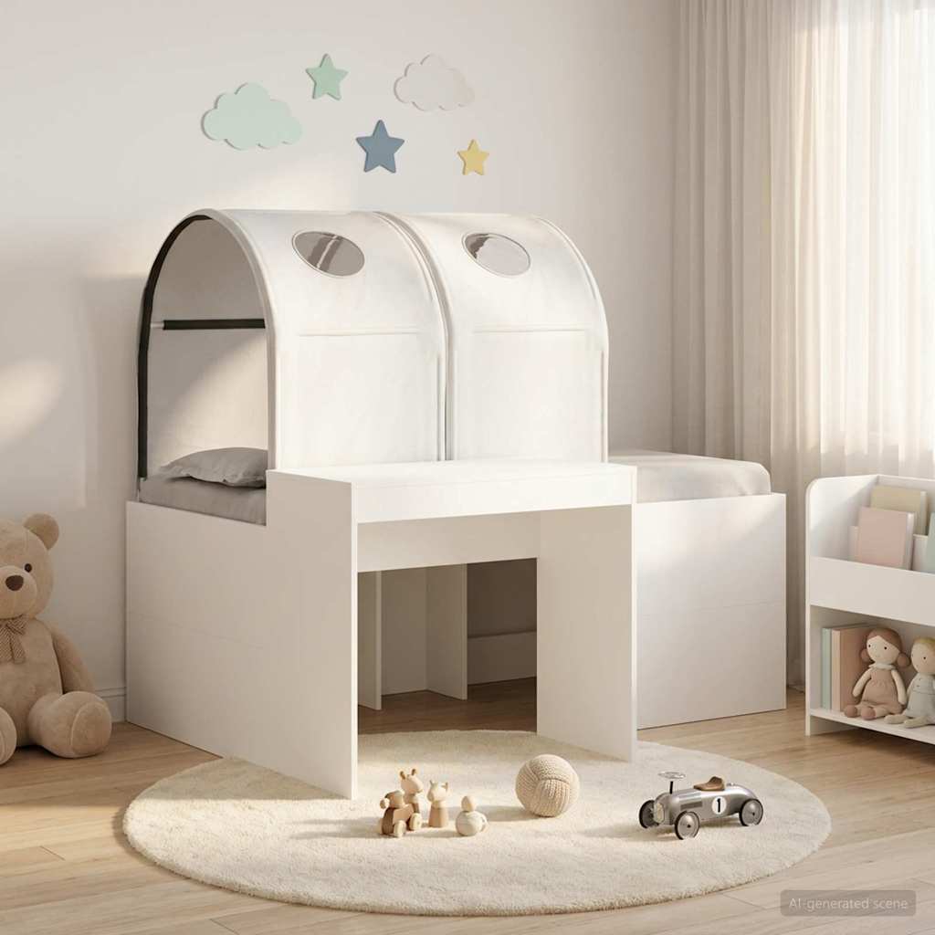 Bett mit Tunnel 3 Stk. Weiß Holzwerkstoff