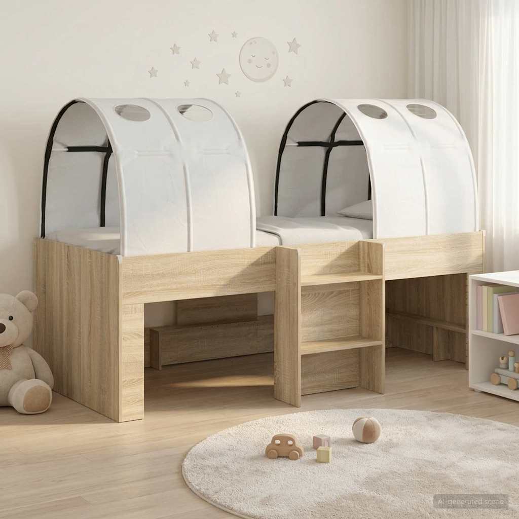 Hochbett für Kinder mit Tunnel 3 stk. Sonoma Eiche und Weiß