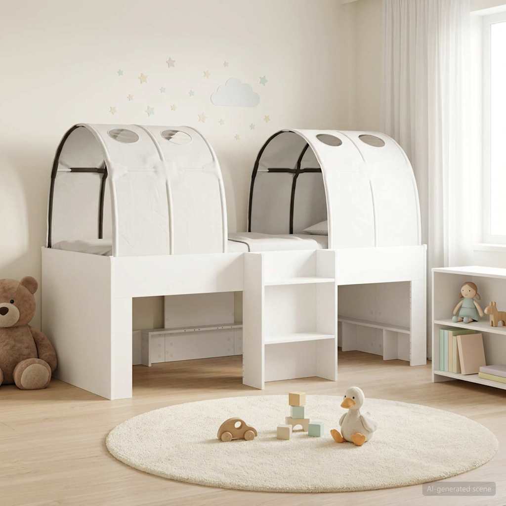 Bett mit Tunnel 3 stk. Weiß Holzwerkstoff