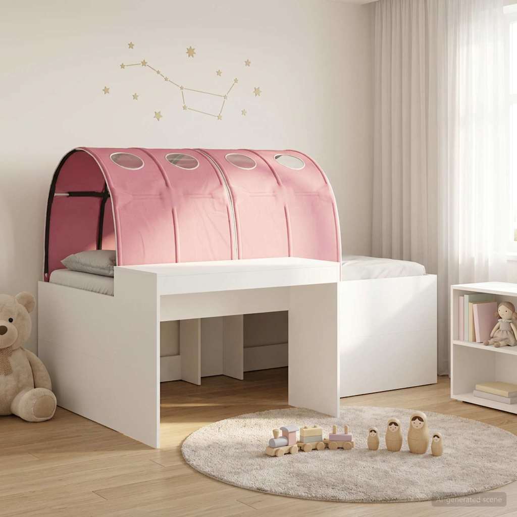 Bett mit Tunnel 3 stk. Weiß und Rosa Holzwerkstoff