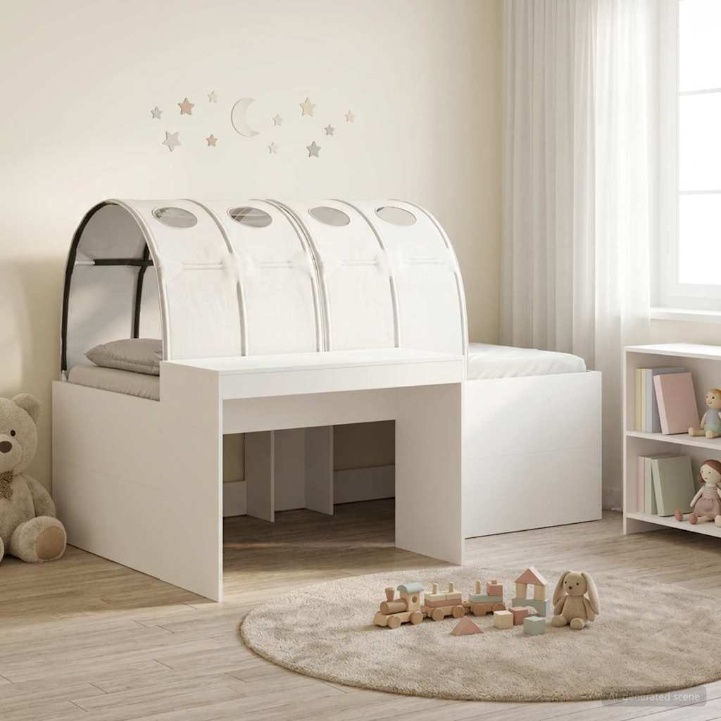 Bett mit Tunnel 3 stk. Weiß Holzwerkstoff