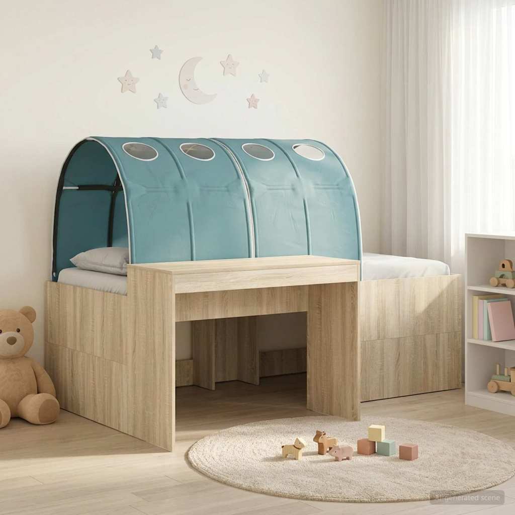 Bett mit Tunnel 3 stk. Sonoma Eiche und Hellblau Holzwerkstoff