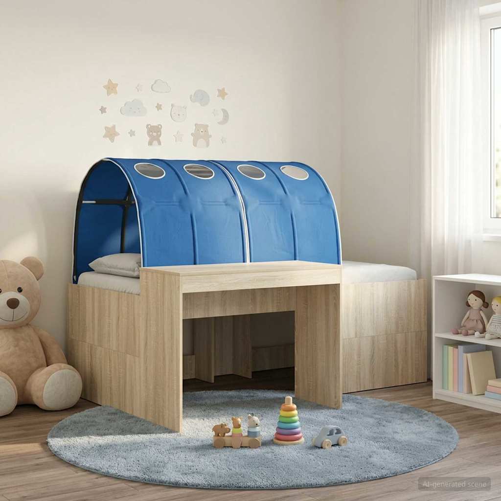 Bett mit Tunnel 3 stk. Sonoma Eiche und Blau Holzwerkstoff
