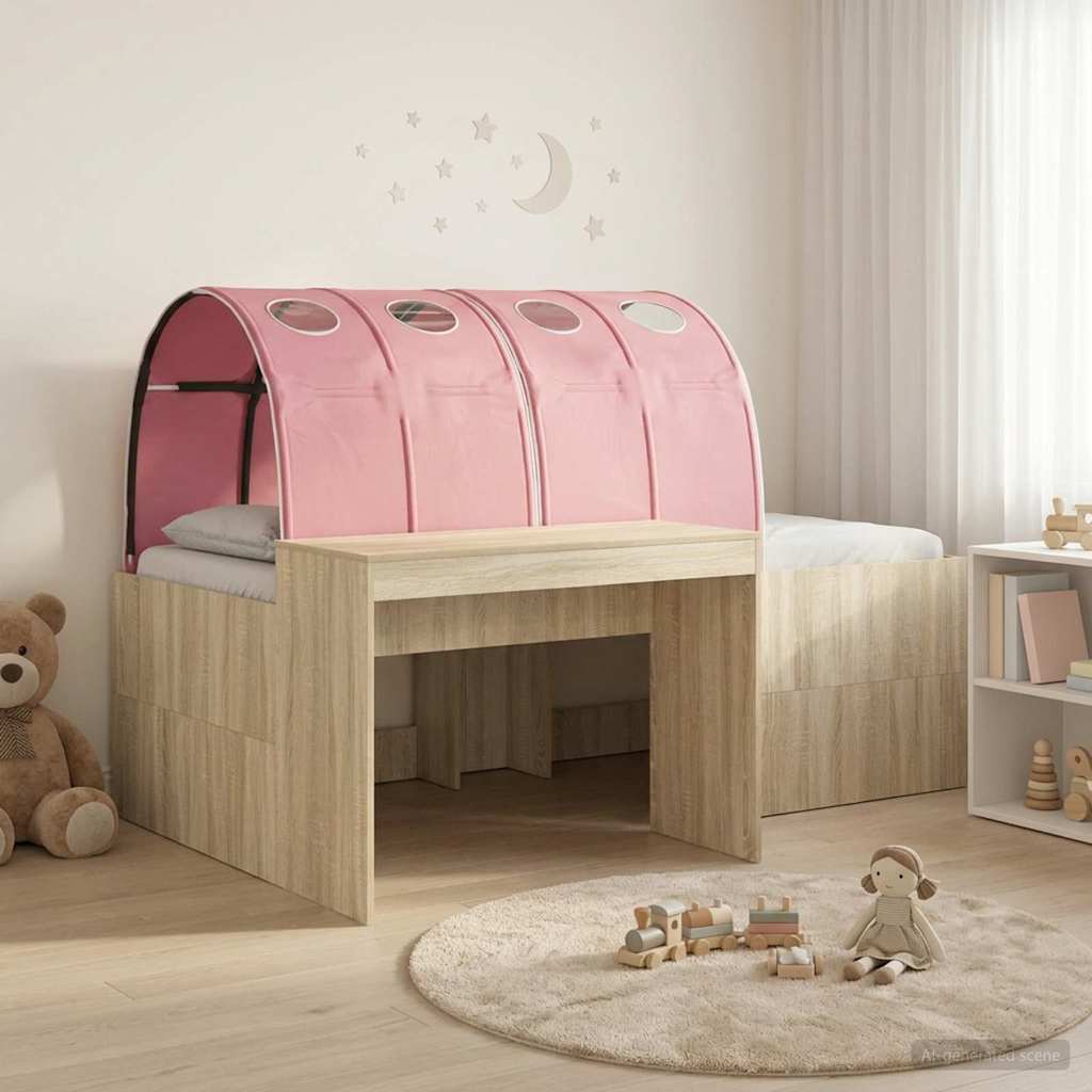 Bett mit Tunnel 3 stk. Sonoma Eiche und Pink Holzwerkstoff
