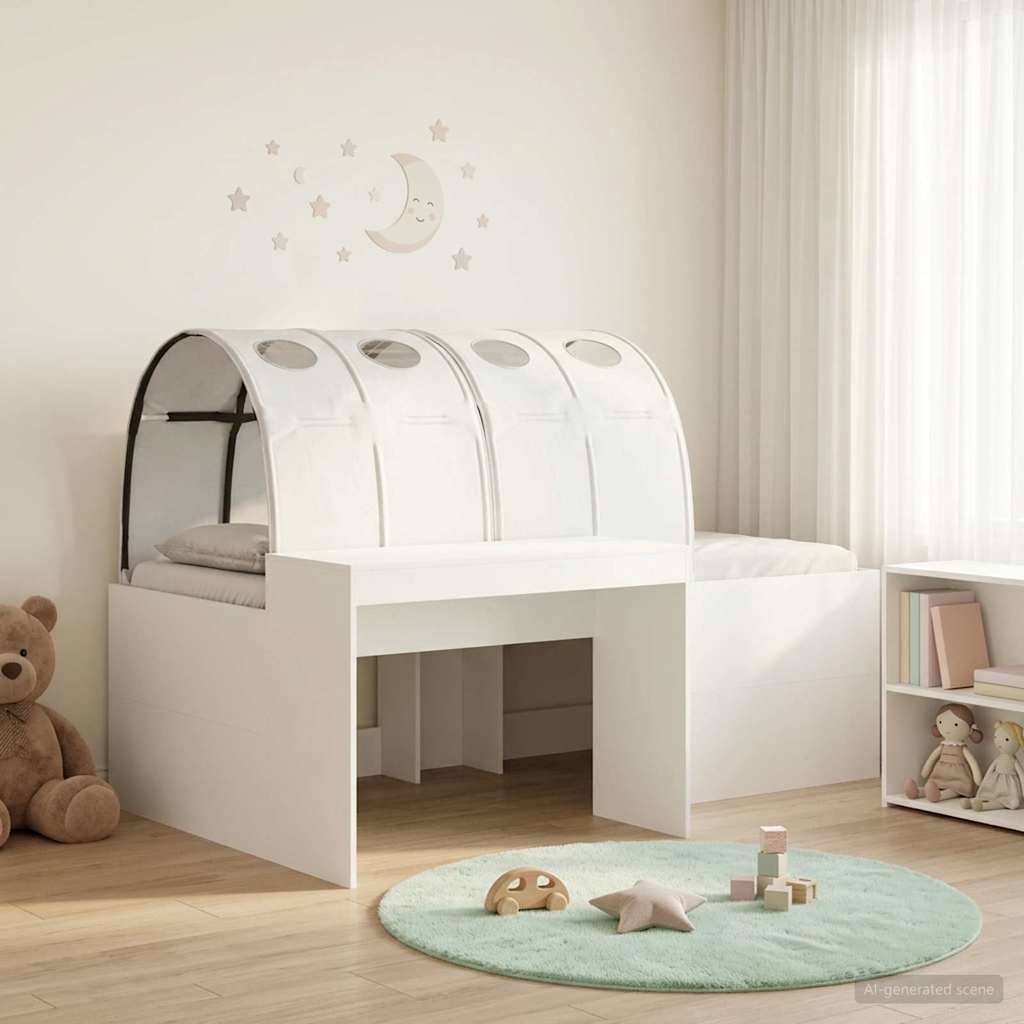 Bett mit Tunnel 3 Stk. Weiß Holzwerkstoff
