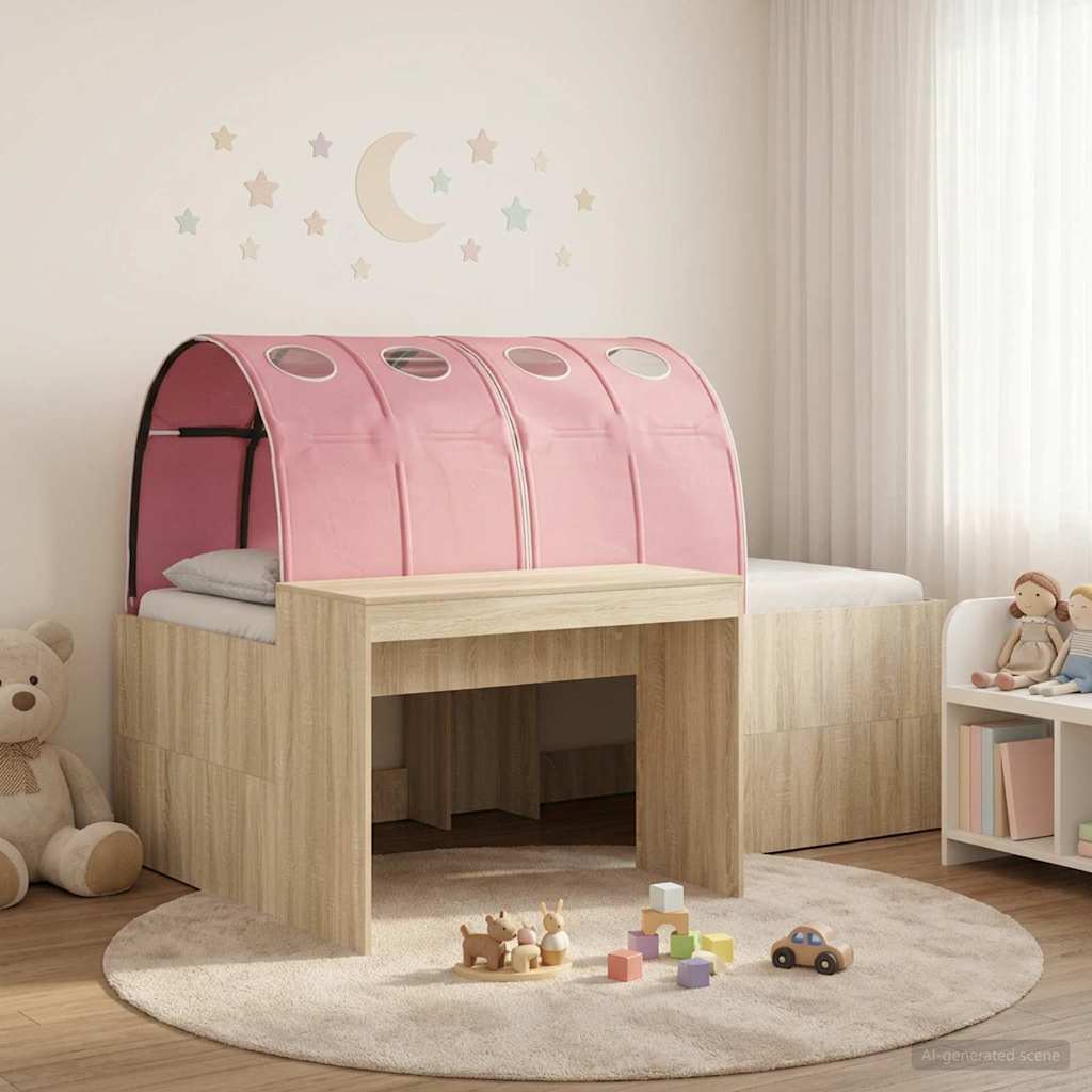 Bett mit Tunnel 3 stk. Sonoma Eiche und Pink Holzwerkstoff