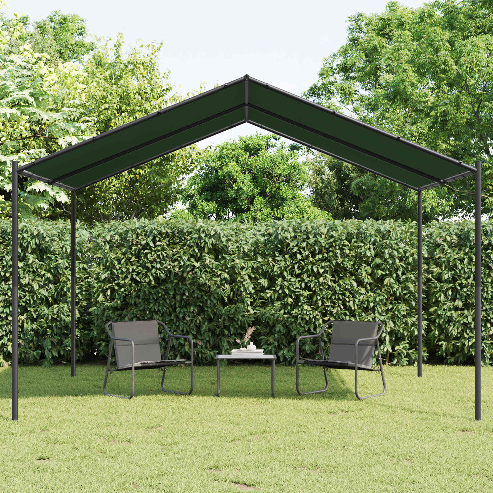 Pavillon 4 x 4 x 2,6 m Taupe Polyester und Stahl