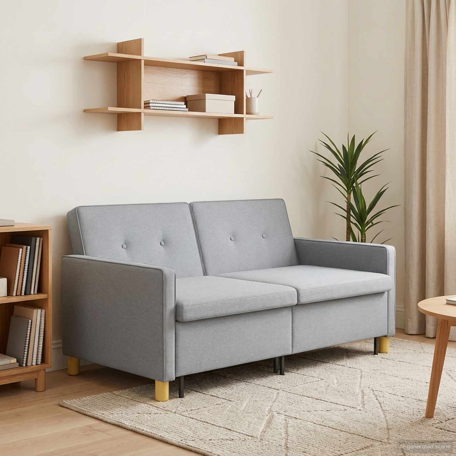 Pull Out Sofa Bed Hellgrau 154 x 94,5 x 80,5 cm