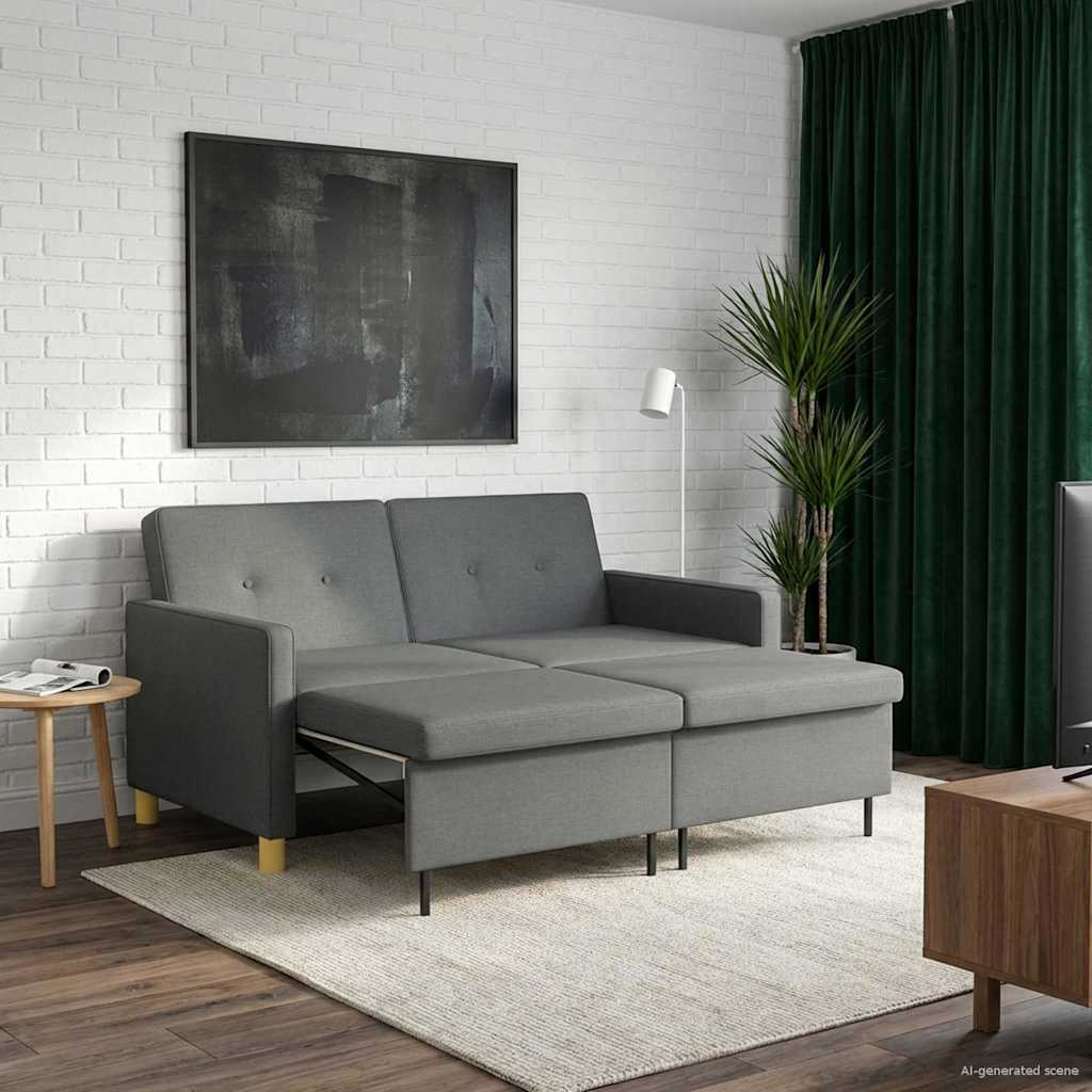 Pull Out Sofa Bed Dunkelgrau Stoff