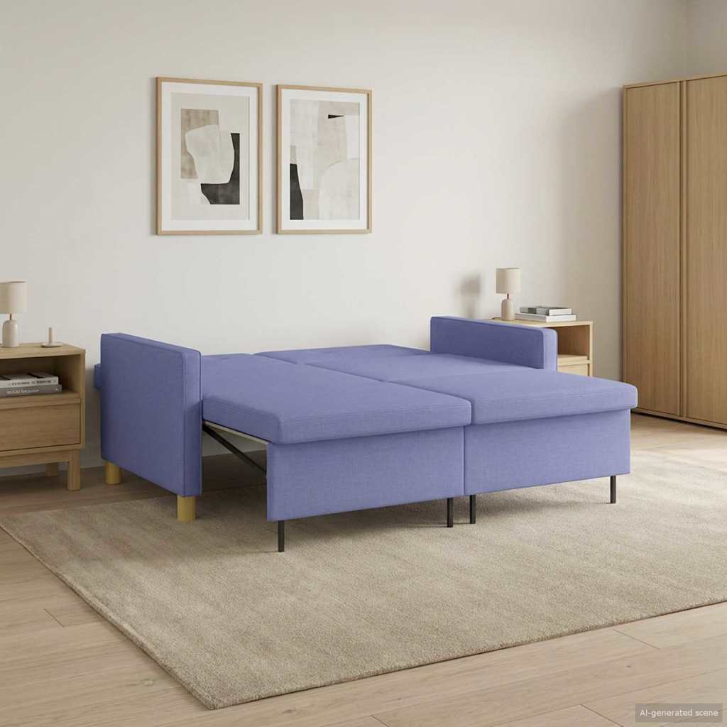 Pull Out Sofa Bed Jeans blau Stoff