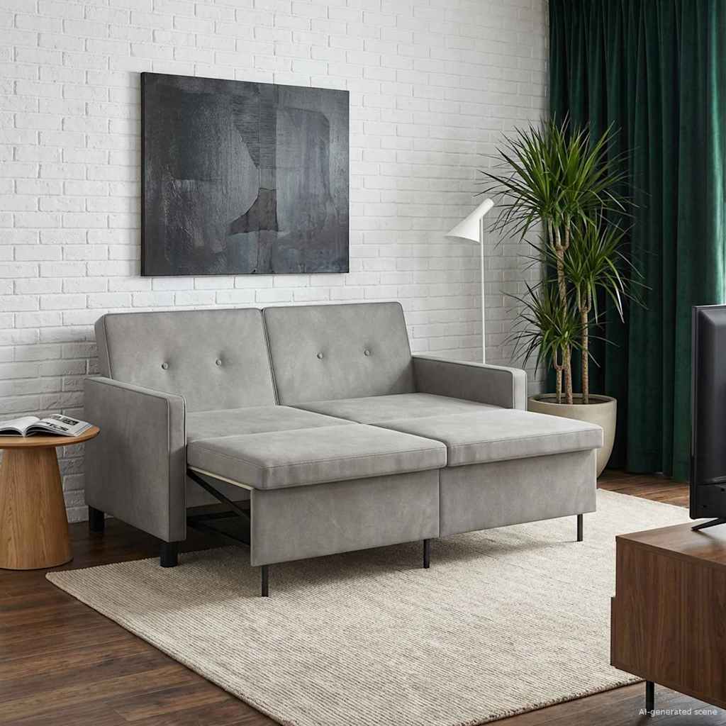 Schlafsofa Hellgrau 154 x 94,5 x 80,5 cm Stoff