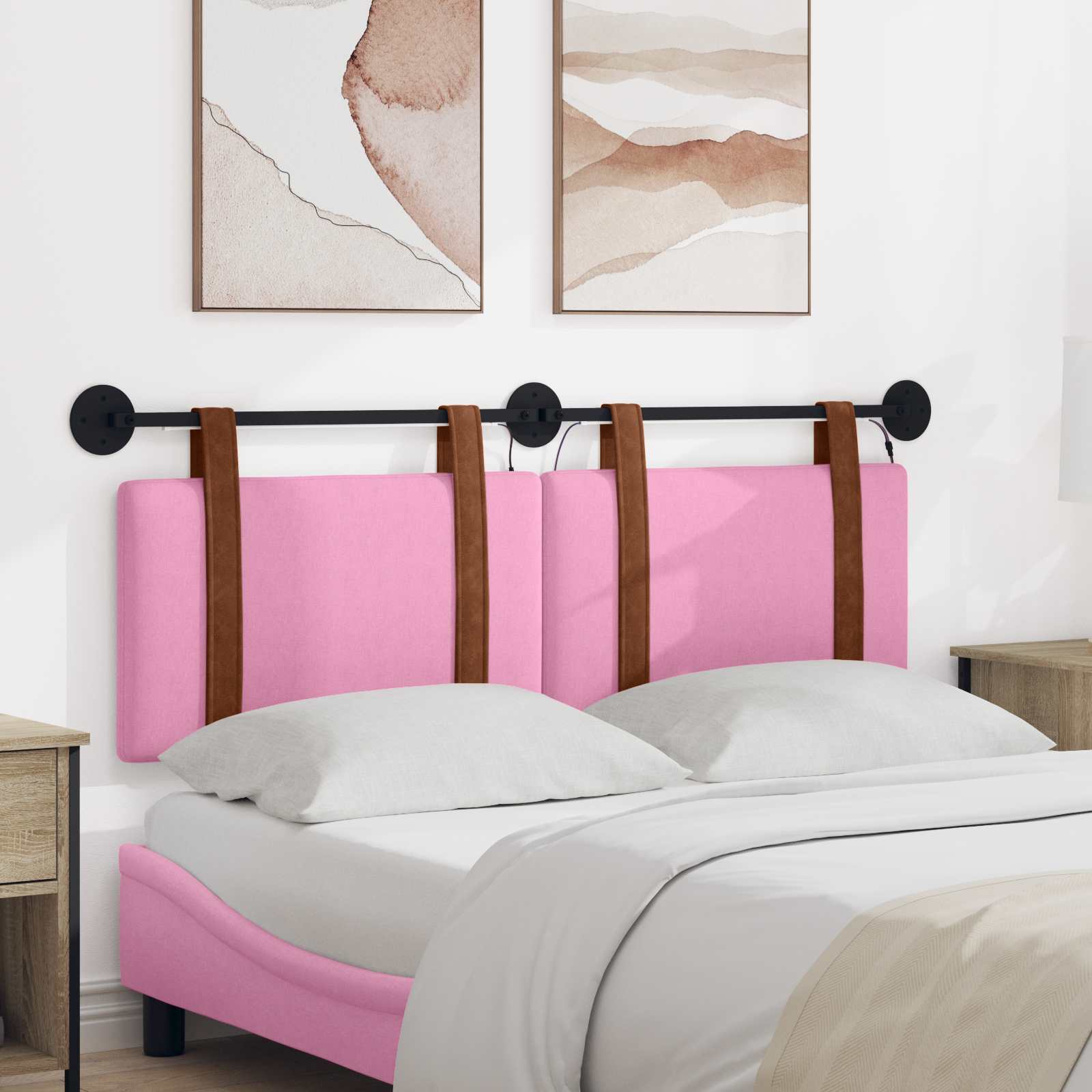 Hängendes Kopfteil Mit LED Licht Rosa Antikes PU