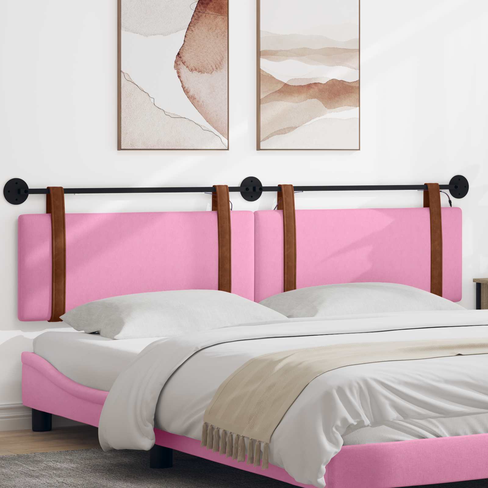 Hängendes Kopfteil Mit LED Licht Rosa Antikes PU